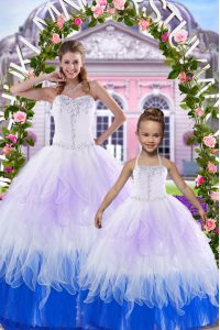 Dramatic Beading Sweet 16 Quinceanera Dress Multi-color Lace Up Sleeveless Floor Length