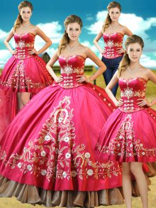 Four Piece Sleeveless Beading and Embroidery Lace Up 15 Quinceanera Dress