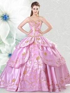 Colorful Lilac Sweet 16 Dress Military Ball and Sweet 16 and Quinceanera and For with Embroidery Sweetheart Sleeveless Lace Up