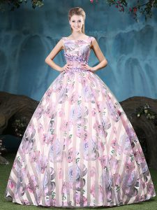 Multi-color Lace Up Straps Appliques and Pattern Vestidos de Quinceanera Tulle Sleeveless