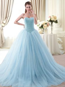 Dramatic Sweetheart Sleeveless Tulle Quinceanera Gown Beading Lace Up