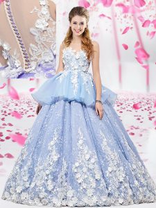 On Sale Ball Gowns Quinceanera Gowns Lavender Scoop Organza and Tulle Sleeveless Floor Length Lace Up