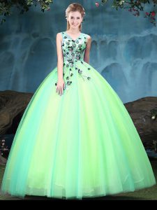 Superior Appliques Quinceanera Gown Multi-color Lace Up Sleeveless Floor Length