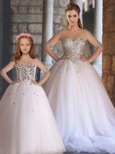 New Arrival White Lace Up Sweetheart Appliques Quinceanera Gown Tulle Sleeveless