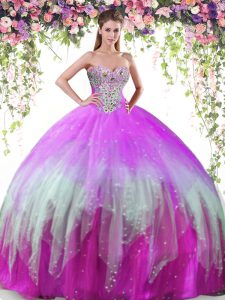 Hot Sale Floor Length Multi-color Sweet 16 Quinceanera Dress Sweetheart Sleeveless Lace Up