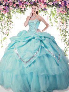 Sumptuous Sleeveless Lace Up Floor Length Beading and Pick Ups Sweet 16 Quinceanera Dress