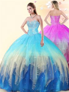 Ideal Floor Length Ball Gowns Sleeveless Multi-color Sweet 16 Dress Lace Up