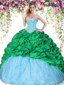 Elegant Sweetheart Sleeveless Sweet 16 Dress Floor Length Beading and Pick Ups Multi-color Taffeta