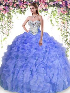 Sweetheart Sleeveless Lace Up Quinceanera Dresses Lavender Organza