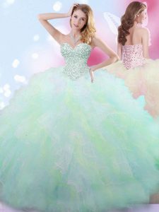 Multi-color Sleeveless Beading Floor Length Quinceanera Gowns
