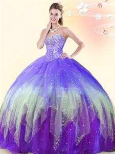 Affordable Multi-color Sweetheart Neckline Beading Quinceanera Gowns Sleeveless Lace Up
