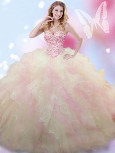 Fantastic Multi-color Sleeveless Tulle Lace Up Quinceanera Dresses for Military Ball and Sweet 16 and Quinceanera