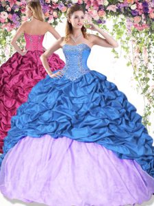Exquisite Pick Ups Sweetheart Sleeveless Lace Up Quinceanera Dresses Multi-color Taffeta