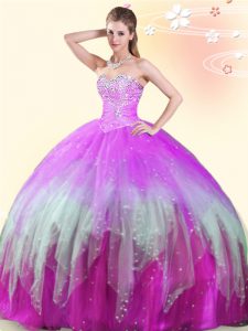 Multi-color Sweetheart Lace Up Beading 15th Birthday Dress Sleeveless