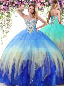 New Arrival Multi-color Sleeveless Tulle Lace Up Quinceanera Gown for Military Ball and Sweet 16 and Quinceanera