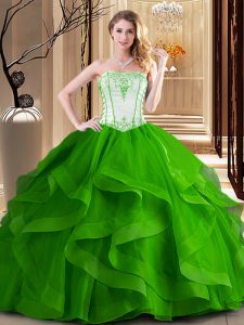 Noble Floor Length Ball Gowns Sleeveless Green and Fuchsia Ball Gown Prom Dress Lace Up