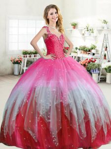 Straps Ruffled Floor Length Ball Gowns Sleeveless Multi-color Quinceanera Gown Zipper