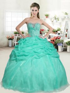Cute Pick Ups Floor Length Apple Green Quinceanera Dresses Sweetheart Sleeveless Lace Up