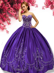 Ball Gowns Quinceanera Dress Purple Sweetheart Taffeta Sleeveless Floor Length Lace Up