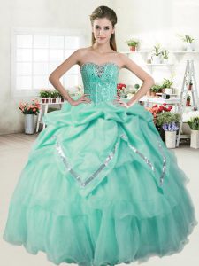 Custom Fit Pick Ups Ball Gowns 15 Quinceanera Dress Apple Green Sweetheart Organza Sleeveless Lace Up
