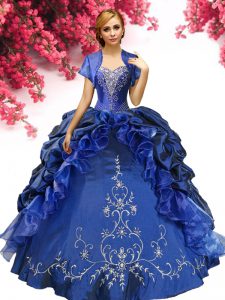 New Arrival Ball Gowns Quinceanera Dress Royal Blue Sweetheart Taffeta Sleeveless Floor Length Lace Up
