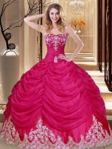 Pick Ups Sweetheart Sleeveless Lace Up Vestidos de Quinceanera Hot Pink Tulle