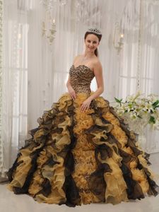 Multi-colored Sweetheart Beading Quinceanera Dress in Calera with Ruffles