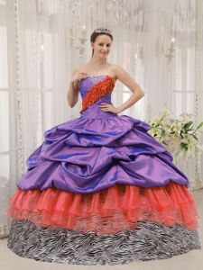 Zebra Style Exclusive Strapless Quinceanera Dress in Athens with Beading